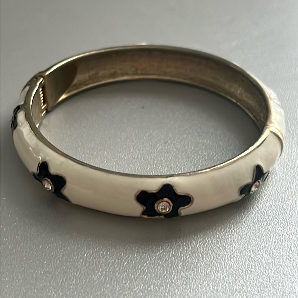 Retro Floral Print Chunky Bangle Bracelet